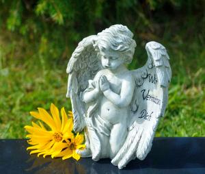 Engel mit Spruch Dekoration Trauerengel Grabschmuck Engelsfigur