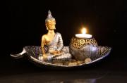 Thai Buddha Teelicht Set mit goldener Budda Figur