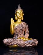 Thai Buddha Budda Figur Statue Feng Shui sitzend gold schwarz ca. 28 cm NEU