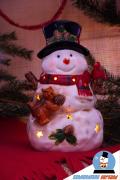 Teelichthalter Schneemann Heinz mit rotem Schal 22cm groß Figur Weihnachten NEU