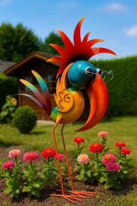 Dr. Vogel Figur Garten Metall bunt 55cm groß witzig Gartenfigur Gartendeko
