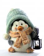 Großer Pinguin Paulchen mit Teelicht Laterne 32cm Figur Weihnachten Winter Deko